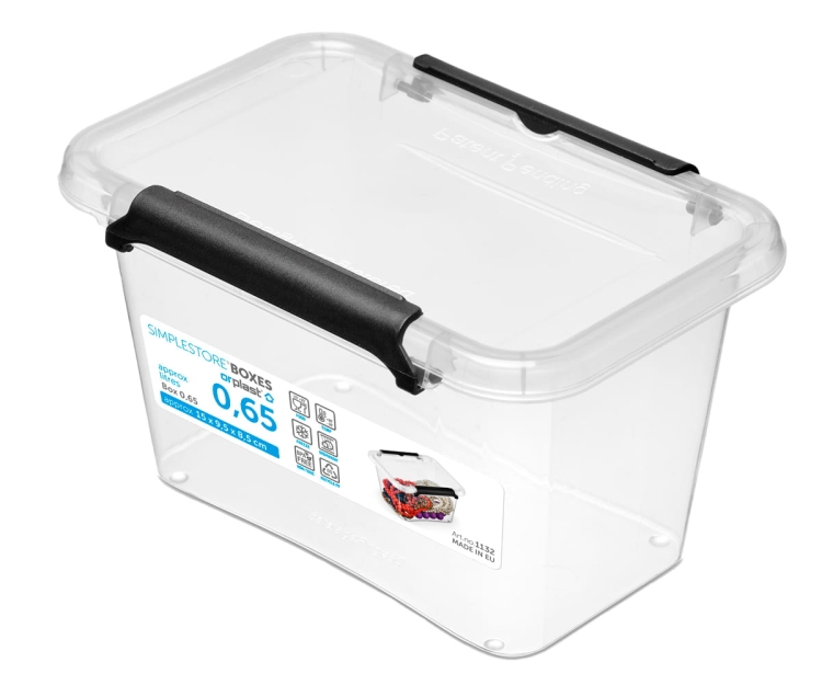 2x Pojemnik 0,65L Plastikowy Transparentny z Pokrywą SimpleStore Zestaw Pudełek
