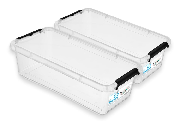 2x Pojemnik 6L Plastikowy Transparentny z Pokrywą SimpleStore Zestaw Pudełek