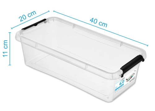 2x Pojemnik 6L Plastikowy Transparentny z Pokrywą SimpleStore Zestaw Pudełek