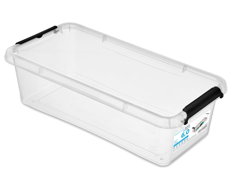 2x Pojemnik 6L Plastikowy Transparentny z Pokrywą SimpleStore Zestaw Pudełek