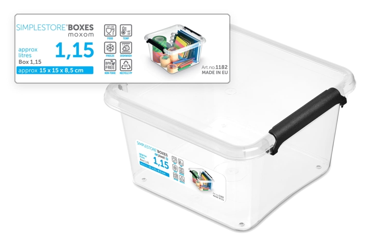 2x Pojemnik 1,15L Plastikowy Transparentny z Pokrywą SimpleStore Zestaw Pudełek
