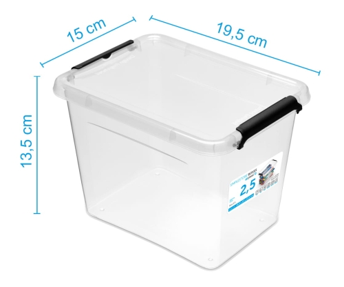 2x Pojemnik 2,5L Plastikowy Transparentny z Pokrywą SimpleStore Zestaw Pudełek