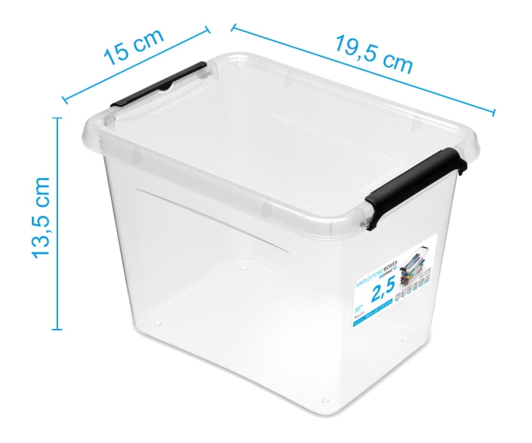 2x Pojemnik 2,5L Plastikowy Transparentny z Pokrywą SimpleStore Zestaw Pudełek