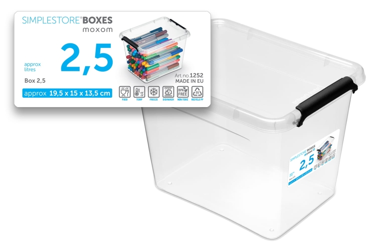 2x Pojemnik 2,5L Plastikowy Transparentny z Pokrywą SimpleStore Zestaw Pudełek