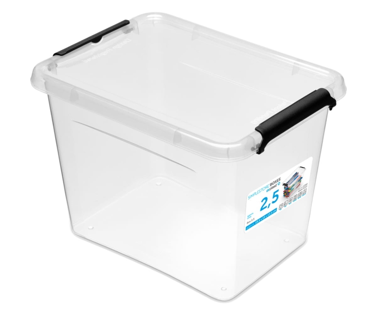 2x Pojemnik 2,5L Plastikowy Transparentny z Pokrywą SimpleStore Zestaw Pudełek