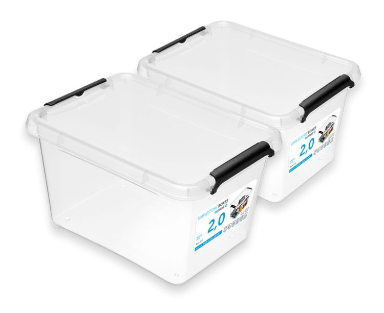 2x Pojemnik 2L Plastikowy Transparentny z Pokrywą SimpleStore Zestaw Pudełek