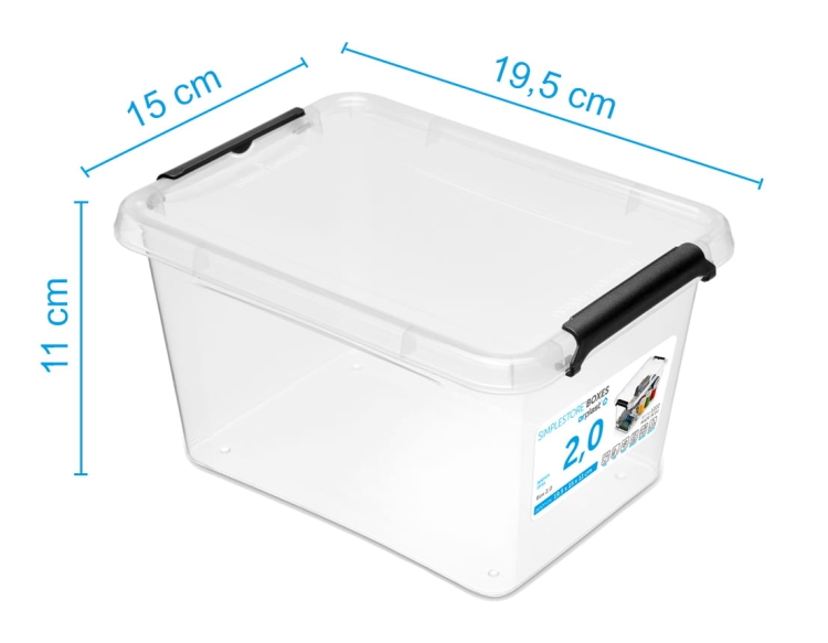 2x Pojemnik 2L Plastikowy Transparentny z Pokrywą SimpleStore Zestaw Pudełek