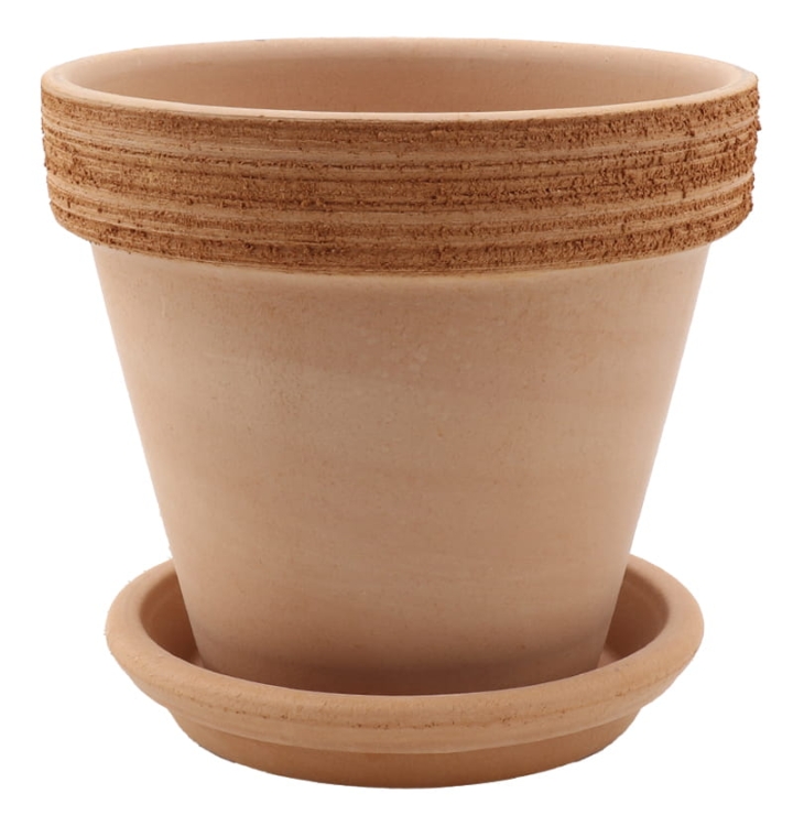 DEGREA Doniczka Ceramiczna Terakota VASO ARENA GRAFFIATO D17 cm + Podstawek D15 cm