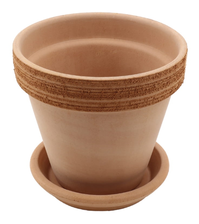 DEGREA Doniczka Ceramiczna Terakota VASO ARENA GRAFFIATO D15 cm + Podstawek D13 cm