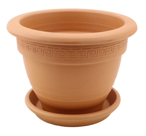 DEGREA Doniczka Ceramiczna Terakota Zdobiona CAMPANA D27 cm + Podstawek D21 cm