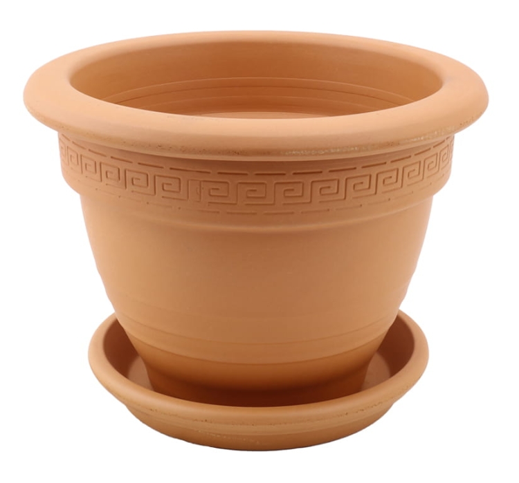 DEGREA Doniczka Ceramiczna Terakota Zdobiona CAMPANA D27 cm + Podstawek D21 cm