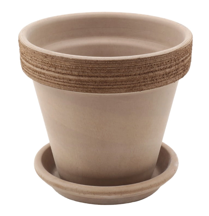 DEGREA Doniczka Ceramiczna Terakota VASO VULCANO GRAFFIATO D15 cm + Podstawek D13 cm