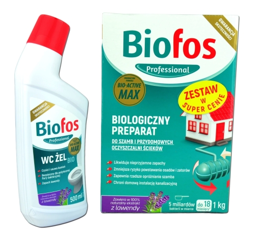 BIOFOS Bakterie do Szamba Oczyszczalni 1kg + WC ŻEL 500ml