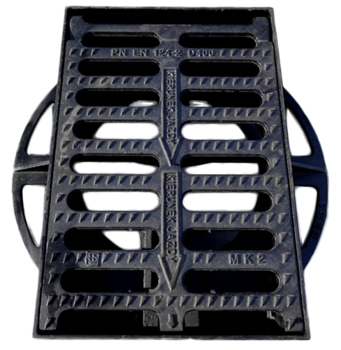 Wpust uliczny BK67 kołnierz 4/4 (pełny) D400 600x400x100mm żeliwny odpływ burzowy deszczowy