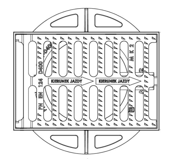 Wpust uliczny BK67 kołnierz 4/4 (pełny) D400 600x400x100mm żeliwny odpływ burzowy deszczowy