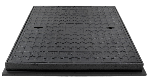 Właz AK DN500 A15 500x500 H50 żeliwny kwadratowy Kanalizacyjny Pokrywa Studzienki Szamba (zew. 580mm)