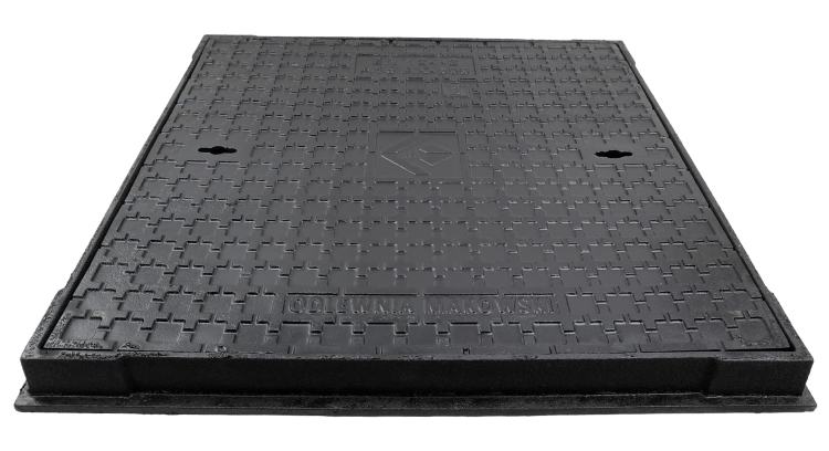Właz AK DN600 A15 600x600 H50 żeliwny kwadratowy Kanalizacyjny Pokrywa Studzienki Szamba (zew. 660mm)