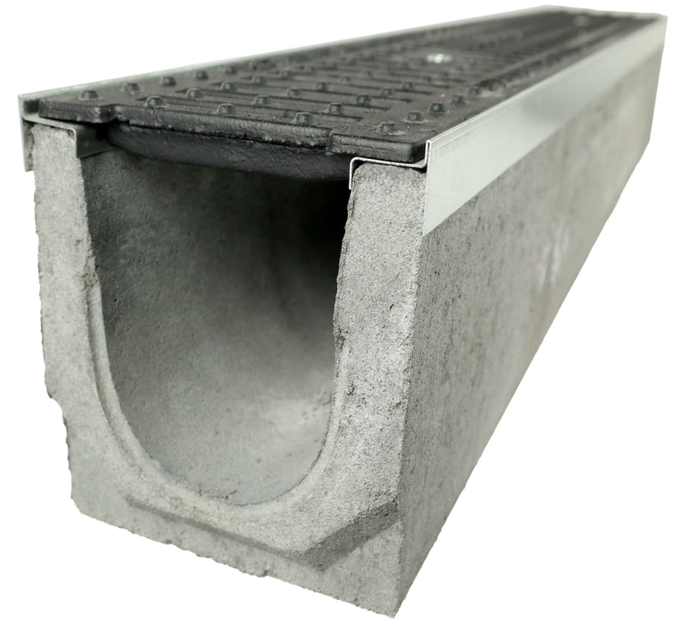 Kanał DN100 H180 C250 18x14x100[cm] korytko betonowe z okuciem / ruszt żeliwny