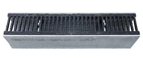 Kanał DN150 H225 C250 22,5x21,6x100[cm] korytko betonowe wzmacniane / ruszt żeliwny