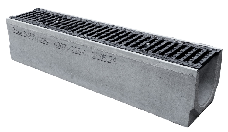 Kanał DN150 H225 C250 22,5x21,6x100[cm] korytko betonowe wzmacniane / ruszt żeliwny