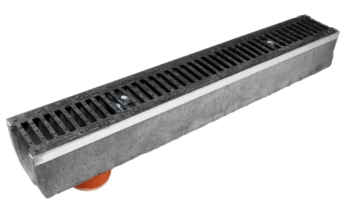 Kanał Z Odpływem DN100 H130 C250 13x14x100[cm] korytko betonowe z okuciem / ruszt żeliwny