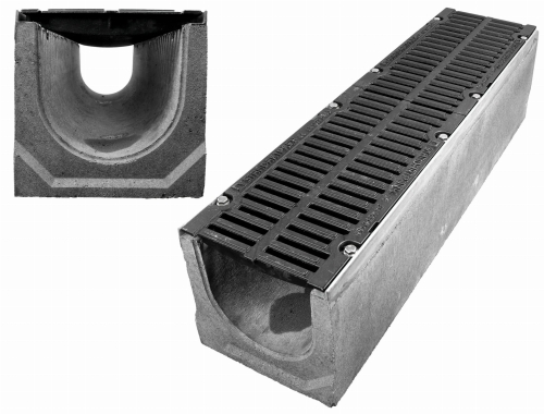Kanał DN200 H260 D400 26x26x100[cm] Odwodnienie Liniowe korytko betonowe wzmacniane / ruszt żeliwny