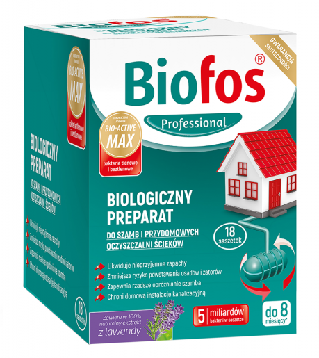 Biofos Professional Biologiczny preparat do szamb i przydomowych oczyszczalni saszetki 18 szt. 25g