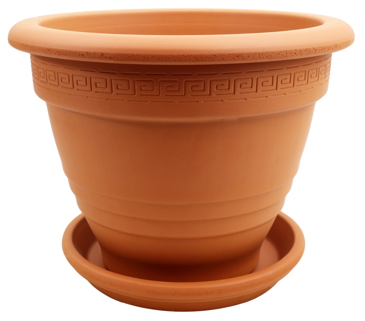 DEGREA Doniczka Ceramiczna Terakota Zdobiona CAMPANA D32 cm + Podstawek D25 cm