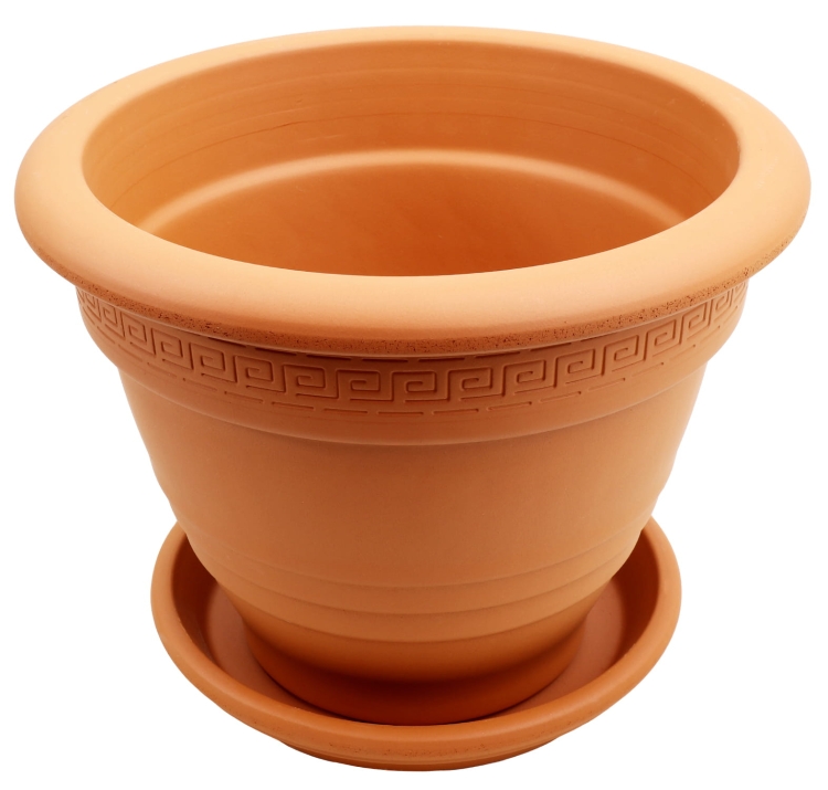 DEGREA Doniczka Ceramiczna Terakota Zdobiona CAMPANA D32 cm + Podstawek D25 cm