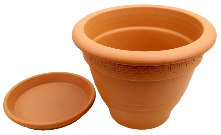 DEGREA Doniczka Ceramiczna Terakota Zdobiona CAMPANA D32 cm + Podstawek D25 cm