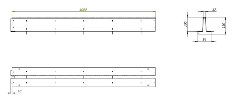 Kanał Szczelinowy H120 DN100 C250 12x16x100[cm] korytko plastikowe z nakładką szczelinową / stal ocynkowana