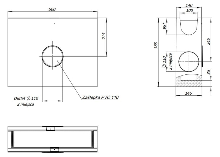 Osadnik DN100 B125 38x14x50[cm] osadnik betonowy / ruszt żeliwny