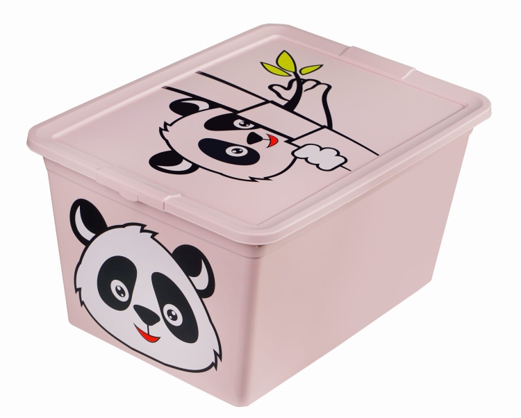 Pojemnik na Zabawki dla Dzieci X Box 15L z Pokrywą Panda Różowy