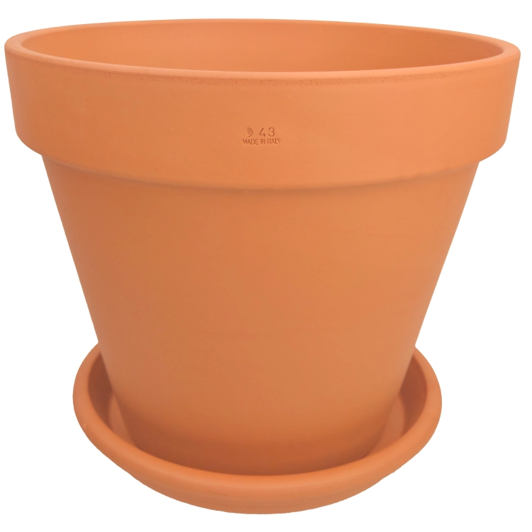 DEGREA Doniczka Włoska VASO D43 Terakota 43cm Prosta Duża + Podstawka D36