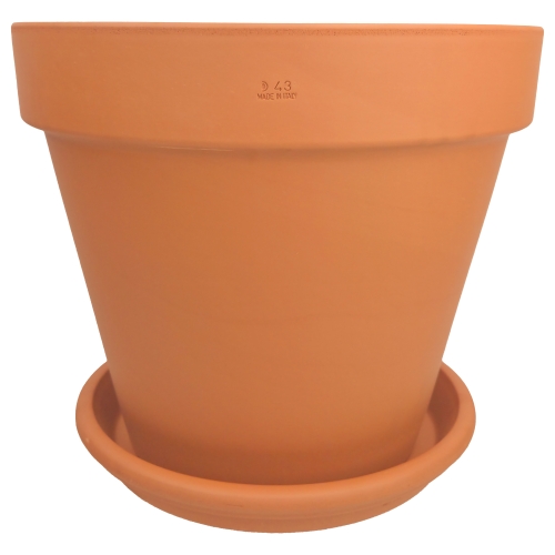DEGREA Doniczka Włoska VASO D43 Terakota 43cm Prosta Duża + Podstawka D36