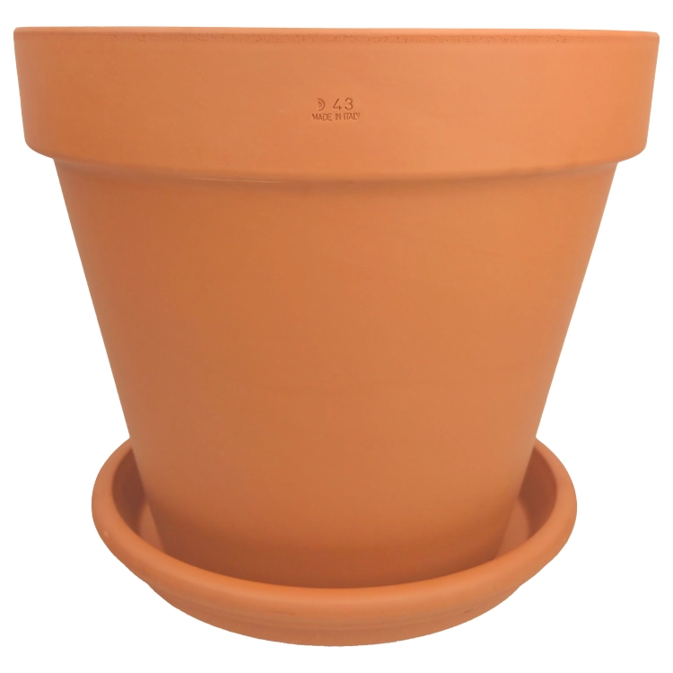 DEGREA Doniczka Włoska VASO D43 Terakota 43cm Prosta Duża + Podstawka D36