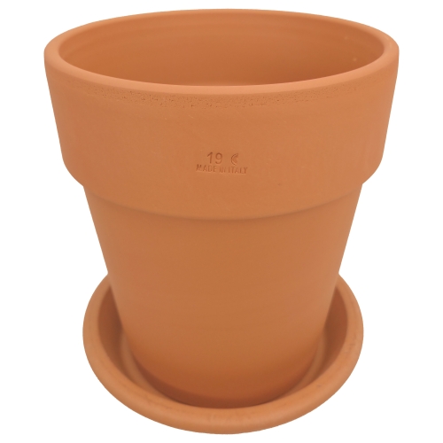 DEGREA Doniczka Włoska VASO ALTO D19 Ceramiczna Terakota + Podstawka D19