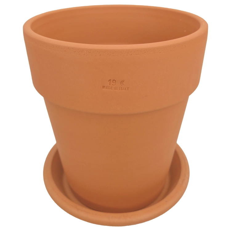 DEGREA Doniczka Włoska VASO ALTO D19 Ceramiczna Terakota + Podstawka D19