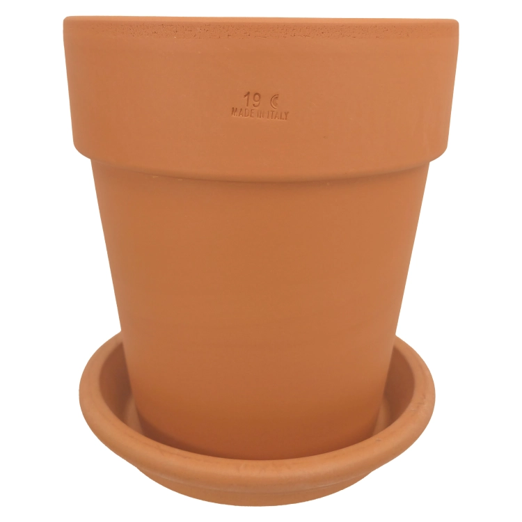 DEGREA Doniczka Włoska VASO ALTO D19 Ceramiczna Terakota + Podstawka D19