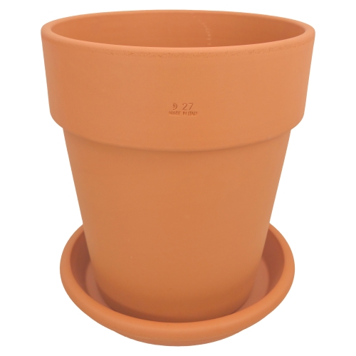 DEGREA Doniczka Włoska VASO ALTO D27 Ceramiczna Terakota + Podstawka D28