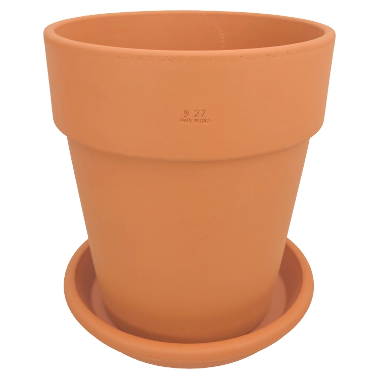 DEGREA Doniczka Włoska VASO ALTO D27 Ceramiczna Terakota + Podstawka D28
