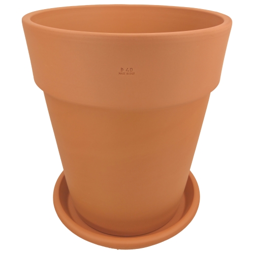 DEGREA Doniczka Włoska VASO ALTO D40 Ceramiczna Terakota + Podstawka D36