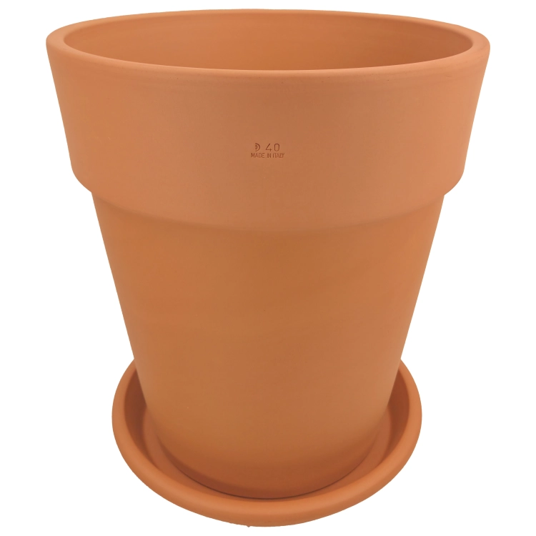 DEGREA Doniczka Włoska VASO ALTO D40 Ceramiczna Terakota + Podstawka D36