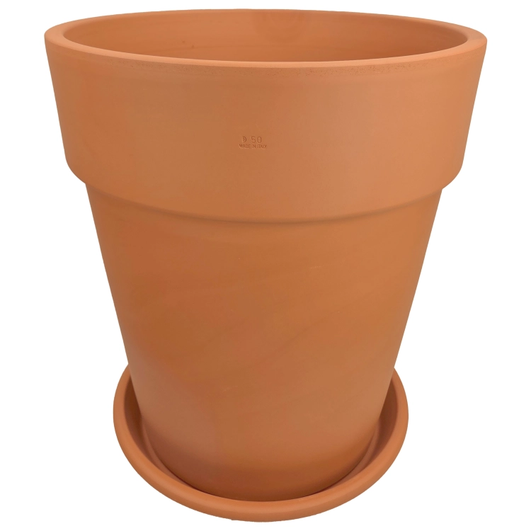 DEGREA Doniczka Włoska VASO ALTO D50 Ceramiczna Terakota + Podstawka D42