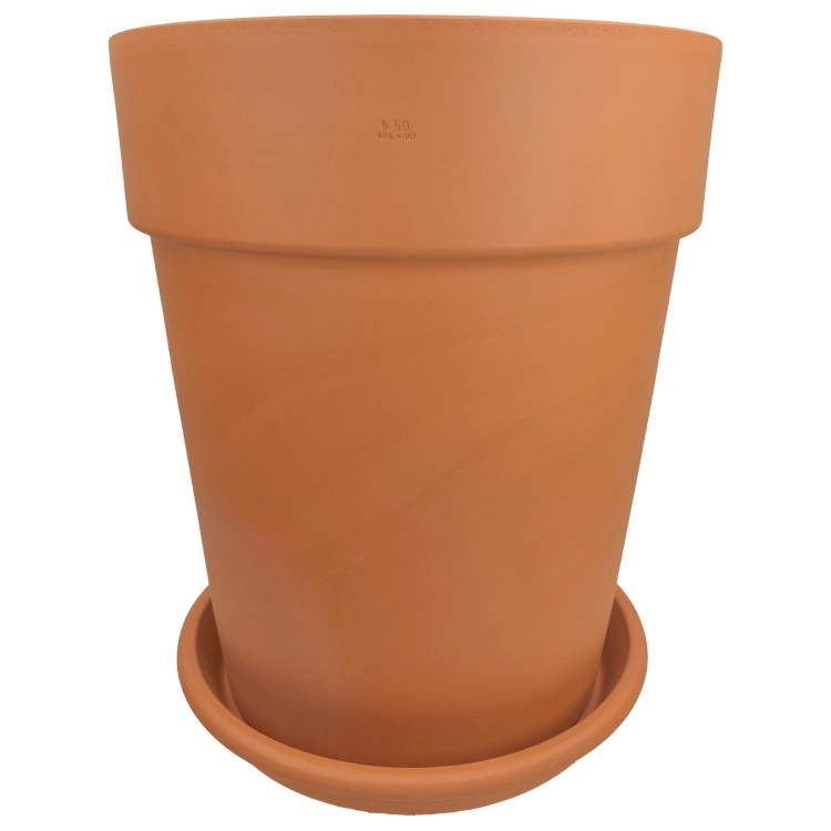DEGREA Doniczka Włoska VASO ALTO D50 Ceramiczna Terakota + Podstawka D42