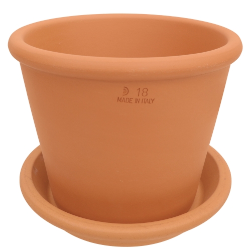 DEGREA Doniczka Włoska VASO CILINDRO D18cm Terakota + Podstawka D19cm