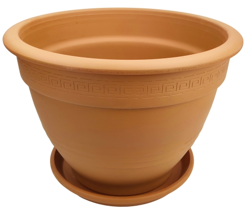 DEGREA Doniczka Zdobiona CAMPANA D65 Ceramiczna Terakota 65cm + Podstawka SOTTOVASO D46