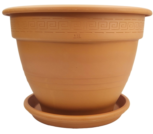 DEGREA Doniczka Zdobiona CAMPANA D52 Ceramiczna Terakota 52cm + Podstawka SOTTOVASO D42