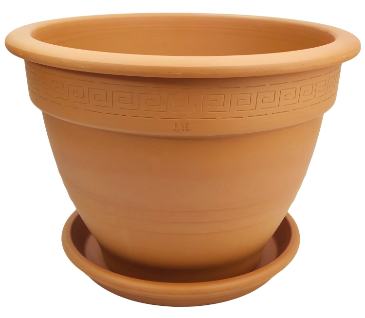 DEGREA Doniczka Zdobiona CAMPANA D52 Ceramiczna Terakota 52cm + Podstawka SOTTOVASO D42