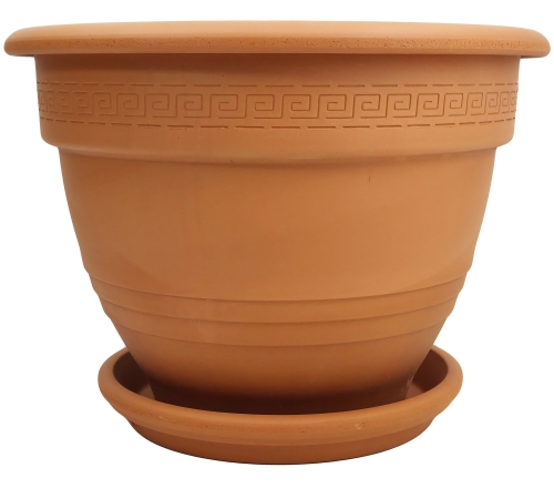 DEGREA Doniczka Zdobiona CAMPANA D42 Ceramiczna Terakota 42cm + Podstawka SOTTOVASO D31